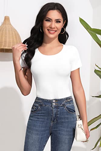 SHEIUGU Women’s Sleeveless Long Sleeve Crew Neck Ribbed Stretchy Slim Fit Tops Bodysuit Basic Jumpsuit2