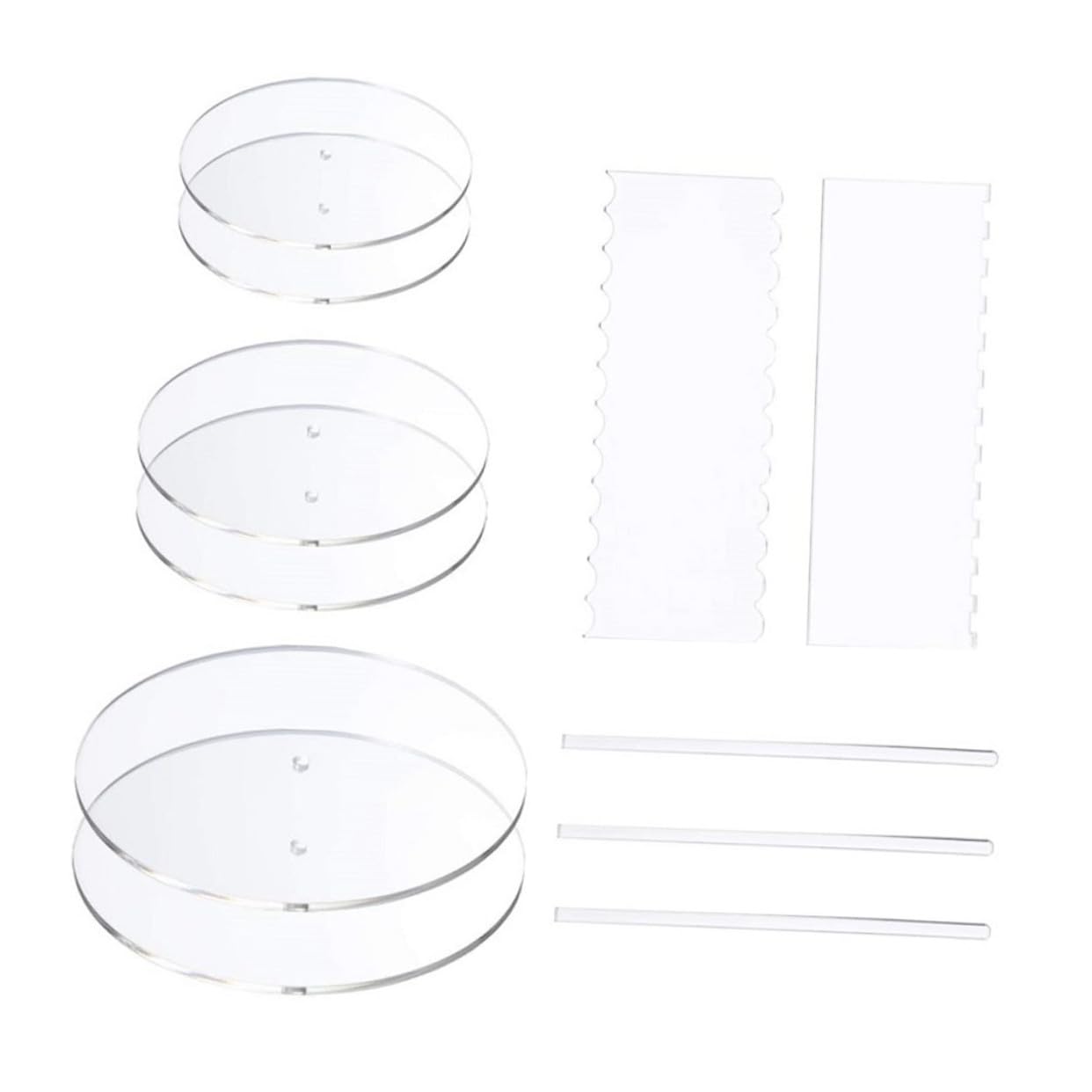 Healifty Discos y Raspadores Redondos de Acrílico Juego de 11 Piezas para Decorar y Cortar Pasteles, Ideal para Aficionados la Repostería y Uso en Cocina