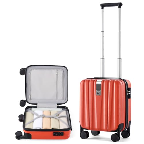 Image of Hanke 14 Inch Underseat Carry On Luggage with Wheels Hard Shell Suitcases Lightweight Small Luggage for Weekender Mini Suitcase Carry On Bag Travel Luggage for Travel Rolling Suitcase.(Orange)