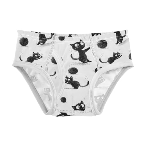Black Cat Ball Pattern Boys' Underwear 100% Cotton Boys' Briefs Soft Toddler Underwear