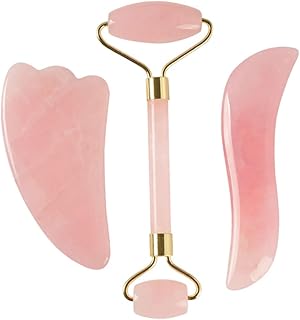Hemoton Conjunto De 1 Conjunto De Rolos De Massagem Massageador Facial Ferramentas De Massagem Facial Gua Sha Ferramenta Facial Jade Rolando Jade Skin Roller Jade Massagem Facial Rosa