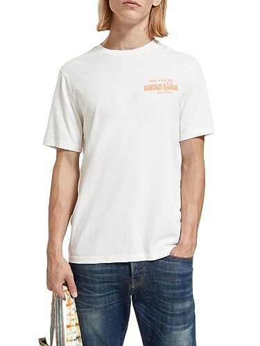 Scotch & Soda Camiseta de Corte Regular en algodón orgánico, Off White 0001, M para Hombre