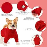 Hundepullover Stilvoller Warmer Hunde- und Katzenpullover, Weicher Rollkragen-Hundebekleidungsweste, Weiches Haustier-Winterzubehör, Geeignet für Welpen, Kleine und Mittelgroße Hunde (Rot,S) O15