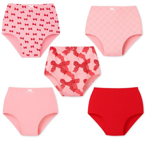 Valair Kids' Cotton Underwear Panties 5-Pack - Soft, full-cut briefs for little and teen girls. Breathable cotton, comfortable, and durable with fun designs. Covered waistband, machine washable