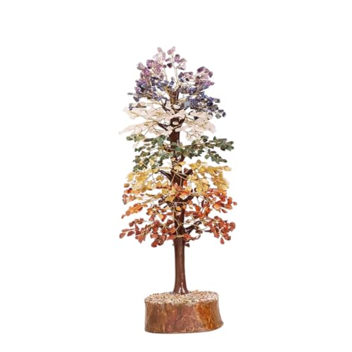 Image of 7 Chakra Stone Healing Crystal Tree of Life 1000 Beads | Seven Chakra Gemstone Bonsai Money Tree for Positive Energy Good Luck | Home Decor Christmas Decoration