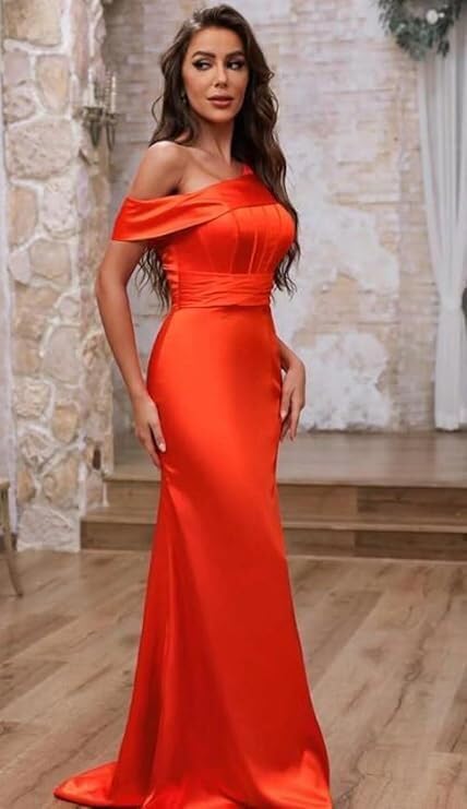 Satin Bridesmaid Dresses for Women One Shoulder Mermaid Corset Prom Dress Long Formal Evening Gown WML29 - Image 6