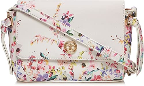 Sac à bandoulière pour femme motif floral blanc taille moyenne logeable