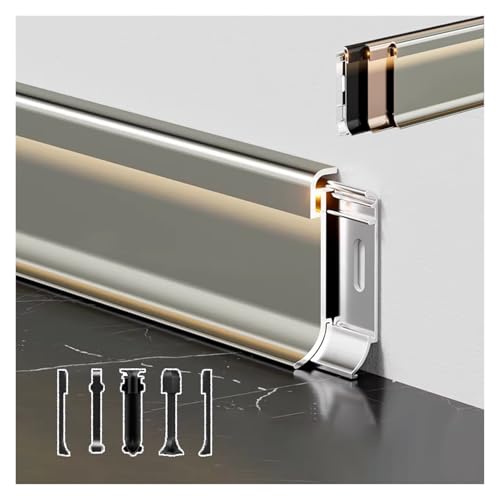 Canal de perfil LED de aluminio de 1m para zócalos de pared paquete de 10 unidades