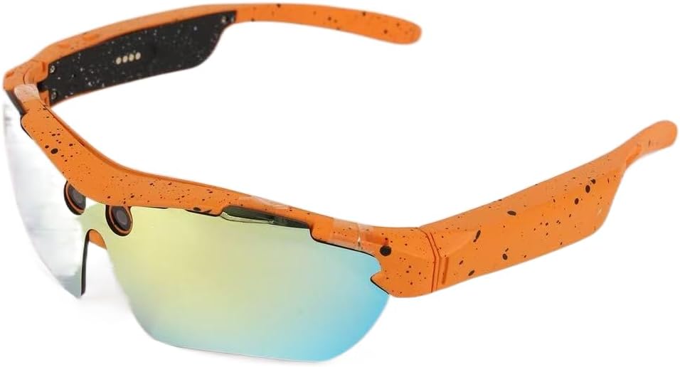Koulele YP-11 AI Smart Glasses with 8MP HD Camera, Voice Call, Real-time Translation, Music Playback, Bluetooth 5.0, Orange Frame, for Cycling, Travel, Everyday Adventure (Orange)