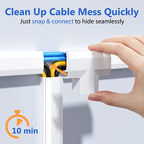 125In Cord Cover, Yecaye Large Cord Hider On Wall Cable Management, Cable Raceway Kit For Mount Tvs, Wire Hider Cable Concealer For Home Office, 8X L15.7In W1.18In H0.6In, Cmc02-Large, White #TOP2