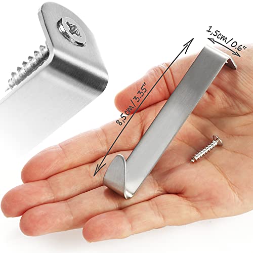 com-four® 4x Türhaken aus Edelstahl - Kleider-Haken für die Türaußenseite - Garderobenhaken für Schranktür und Zimmertür außen - 8,5 cm (04 Stück - Edelstahl - mit Schraube)