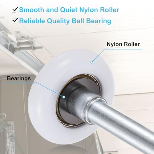 QUARKZMAN 2pcs 1.8 Nylon Garagentorrollen für 2 Garagenbahn, 4.25 Stiel leise Garagentorrollen, 6200zz Präzisionslager 8 Kugeln, Weiß