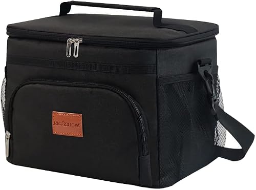 NICOSHOW Large Insulated Lunch Box for Men & Women, Reusable Lunch Bag for Work Office Picnic, Leakproof Cooler Bag with Adjustable Shoulder Strap (Black, 15L)
