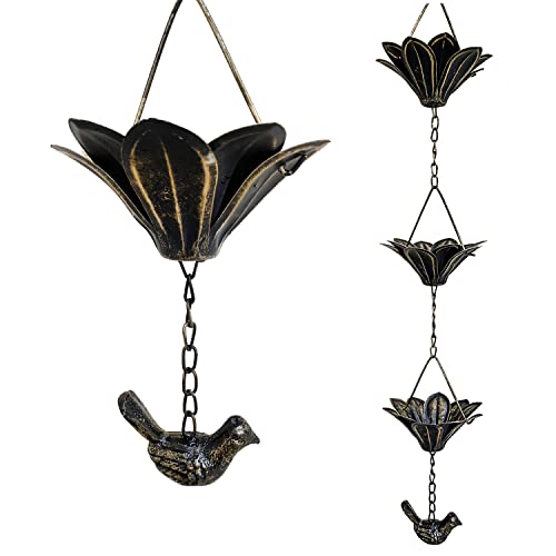 Frymucz Decorative Rain Chains, 8-1/2 Feet Lotus Rain Chime, Functional And Decorative Replacement For Gutters And Downspouts - Vintage Copper #TOP20