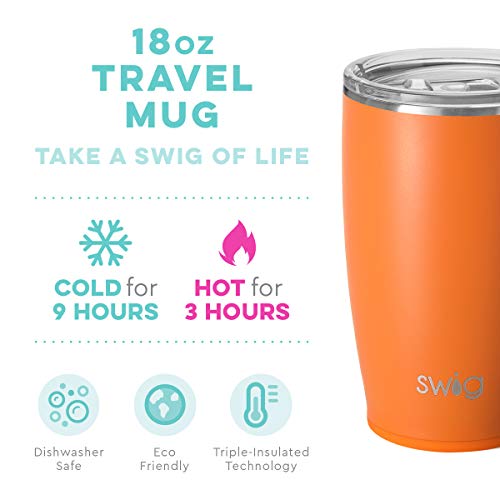 Swig Life 18Oz Travel Mug | Insulated Tumbler With Handle And Lid, Cup Holder Friendly, Dishwasher Safe, Stainless Steel, Travel Coffee Cup, Insulated Coffee Mug With Lid And Handle (Orange) #TOP1