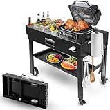 Foldable Grill Cart for Blackstone 17/22, Ninja Woodfire OG700, Ooni Pizza Oven...