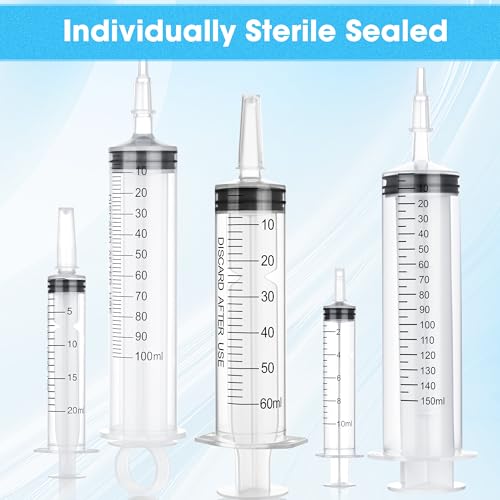 Image of 10 Pack 60mL Plastic Syringes for Liquid - Large Syringe Without Needle for Liquid, Measurement & Scientific Labs