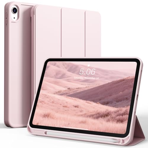PruStrm Case for iPad 11th Gen A16 2025 11-inch and 10th Gen 2022 10.9-inch Full Protective Cover Slim Shockproof TPU Shell Built-in Apple Pencil Holder Pink