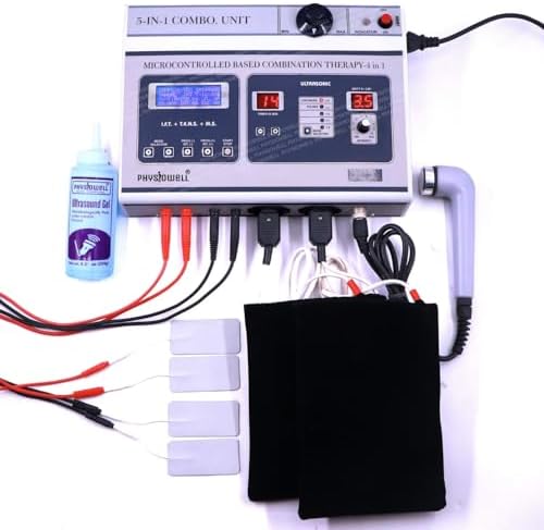 Physiowell 5 in 1 Physiotherapy Machine Combo | IFT, TENS, MS & Ultrasound Therapy Machine | Electrotherapy & Ultrasonic Pain Relief Device | Professional Physio Equipment with Probe
