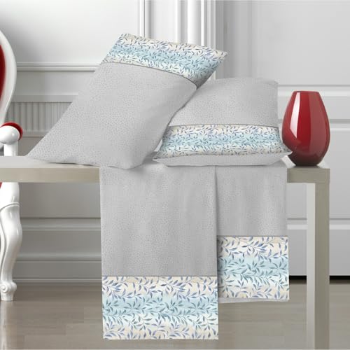 Ipersan Set Completo Lenzuola Matrimoniali, 100% Cotone, 1 Lenzuolo da sopra 240x290cm + 1 Lenzuolo da sotto 180x200+25cm + 2 Federe 83x52cm, con Stampa ad Alta Qualità, Made in Europe