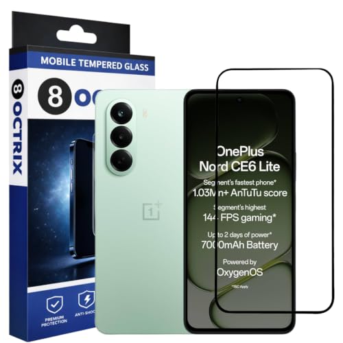 Image of Premium Tempered Glass Screen Protector Compatible for OnePlus Nord CE6 Lite with Edge to Edge Coverage - Case Friendly, Anti-Scratch & Bubble-Free Installation Kit (Pack Of 1)