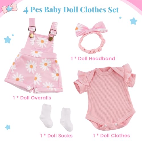 BABESIDE 4 Pcs Reborn Baby Doll Clothes Set for 17-22 Inch Baby Dolls by BABESIDE - Image 3
