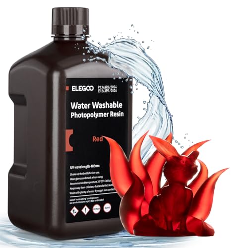 ELEGOO Résine Lavable à l'eau pour Imprimante 3D LCD Résine à Photopolymérisation UV 405 nm Résine Photosensible pour des Modèles d'impression 3D Rouge 2000g 42 ELEGOO Résine Lavable à l'eau pour Imprimante 3D LCD Résine à Photopolymérisation UV 405 nm Résine Photosensible pour des Modèles d'impression 3D Rouge 2000g