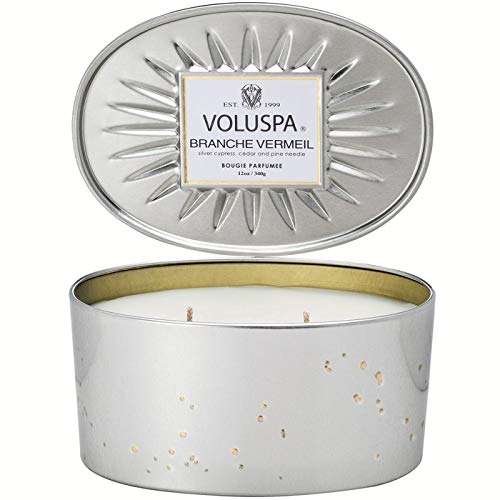 Voluspa Branche Vermeil 2 Wick Oval Tin Candle, 12 Ounces