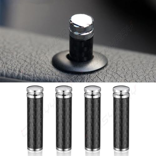 CHUSYYRAY 4PCS Car Door Lock Knobs, Compatible with Ford F150 F250 F350 Carbon Fiber Car Truck Interior Door Lock Knob Covers, Anti-Scratch Anti-Rust Safety Door Pull Pins Decors