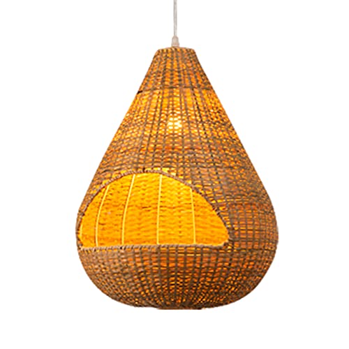 Lampe suspendue creuse en bambou et lustre nid d'oiseau tissé main avec hauteur réglable