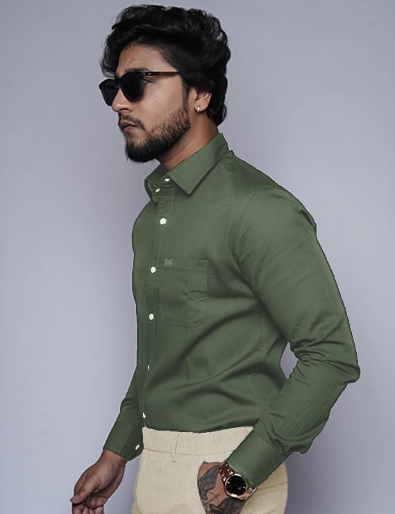 Image of Men's Slim Fit 100% Cotton Solid Full Sleeve Shirt | Premium Casual & Formal Wear for Men