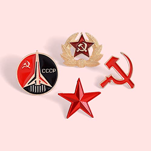 Ankexin 4X broche militar URSS russo soviético lapela removível emblema vermelho estrela do exército
