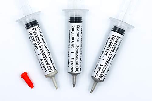 TechDiamondTools Diamant-Polierpaste, Körnung 14000, 100000, 200000, für Marmor, Glas, Metall, Stein, Schmuck, Harz, Silber, Edelstein, mittlere Konzentration von Diamantpulver, hergestellt in den