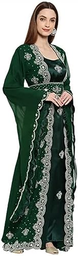Kaftan for Women Green Dubai Moroccan Abaya Kaftan Hand Beaded Caftan Farasha Jalabiya Arabic Maxi Dress by ZARDOZI Art3