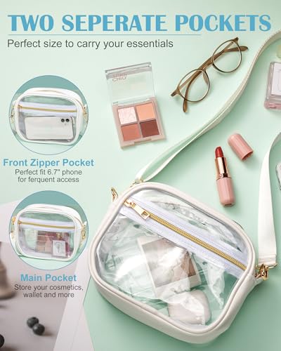 Amylove 6 Pcs Clear Crossbody Bag Stadium Approved TPU Bags with Adjustable Strap Transparent Purse for Concerts Sport Events4