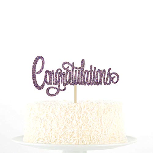 Purple Glitter Congratulations - Congrats Grad Cake Decor - 2022 High School/College Graduation Party Decorations Supplies #TOP3