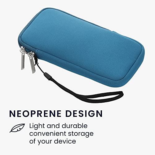 kwmobile Neoprene Phone Pouch Size XXL - 7" - Universal Cell Sleeve Mobile Bag with Zipper, Wrist Strap - Cornflower Blue - Image 3
