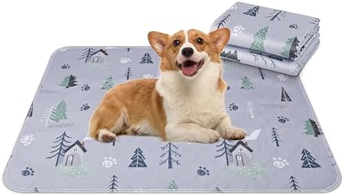 UPSKY Washable Pee Pads for Dogs, 2 Pack Reusable Puppy Pads Super Absorbent Dog Pee Pads, Waterproof Pet Potty Training Pads Leakproof Anti-Slip Whelping Pads for Crate, Playpen, 18″x 24″