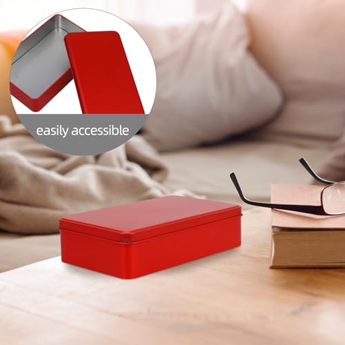Caja de latas de hojalata rectangular roja de 3 piezas para hogar 8
