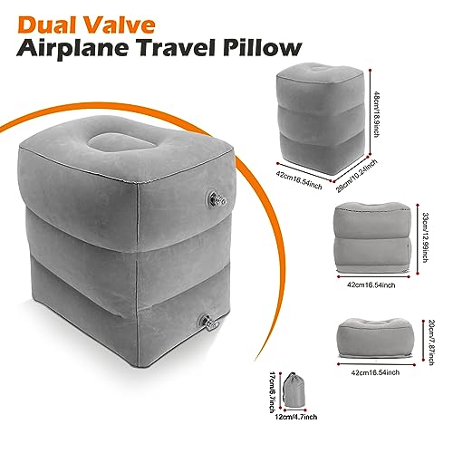 Aufblasbares Fußstützen kissen für Reisen, Reise Fußstütze Kissen höhenverstellbar Flugzeug-Reisekissen, zum Schlafen auf Reisen, geeignet für Büro, Zuhause und jede Reise