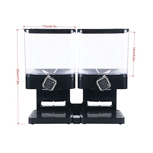 Homend Indispensable Compact Dry Food Dispenser, Dual Control, Dry Food Cereal Dispenser for Cereal Trail Mix Candy Granola Nuts Beans Rice, Black/Chrome - Thumbnail 7