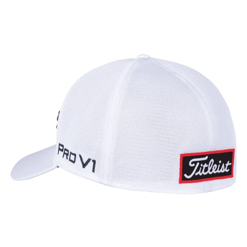 Titleist Men's Tour Sports Mesh Golf Hat, White/Navy, Medium-Large #TOP2