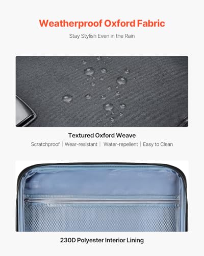 VEVOR Softside Expandable Luggage with Spinner Wheels, 20-Inch Softside Carry on Luggage, Lightweight Checked Suitcase with Expandable Zippered Pocket and TSA Lock, Black3