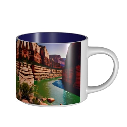 GaxfjRu Tazas de cerámica hechas a mano con impresión del Gran Cañón, tazas de pared gruesa de gran capacidad, con mango en C para café, té y regalos GaxfjRu Tazas de cerámica hechas a mano con impresión del Gran Cañón, tazas de pared gruesa de gran capacidad, con mango en C para café, té y regalos