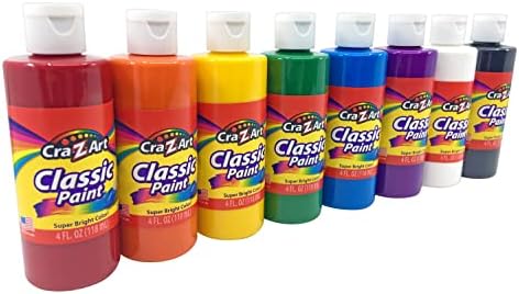 Cra-Z-art Washable Classic Paint Bulk Pack 8ct, Assorted Colors 4oz each bottle, 32oz