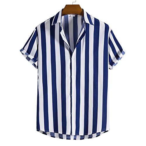 Chemise de plage pour hommes look Aloha rétro bleu marine pour soirées d'été
