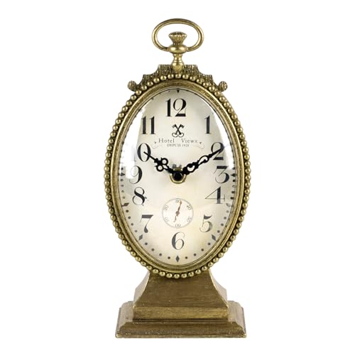 NIKKY HOME Small Vintage Gold Table Clock, French Country Classic Elegant Silent Battery Operated