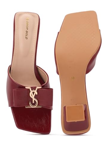 Image of DROP BOLD SQUARE TOE KITTEN HEEL WITH ELEGANT BOW DETAIL FOR WOMEN