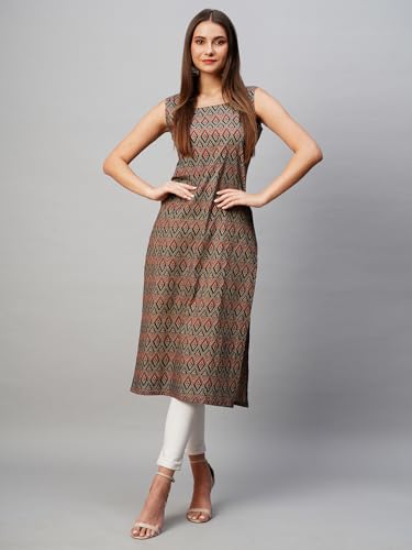 Image of ANNI Designer Women's Cotton Blend Straight Fit Kurti