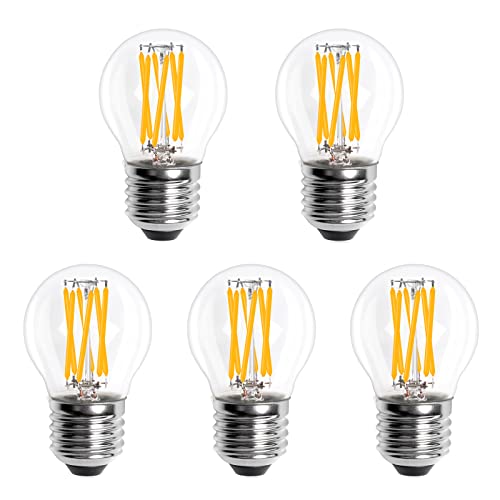 Bonlux E27 Screw Bulb Dimmable, 6W E27 G45 Golf Ball LED Filament Light Bulbs ES LED Classic Mini Globe Bulb 60W E27 Edison Screw Bulb Replacement for Decoration Lighting Warm White 2700K, 5-Pack